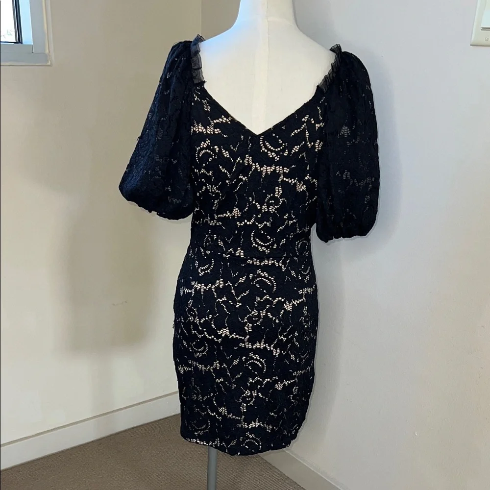 EUC Saylor Balloon Sleeve Black Lace Mini Dress Size Small - Picture 3 of 7